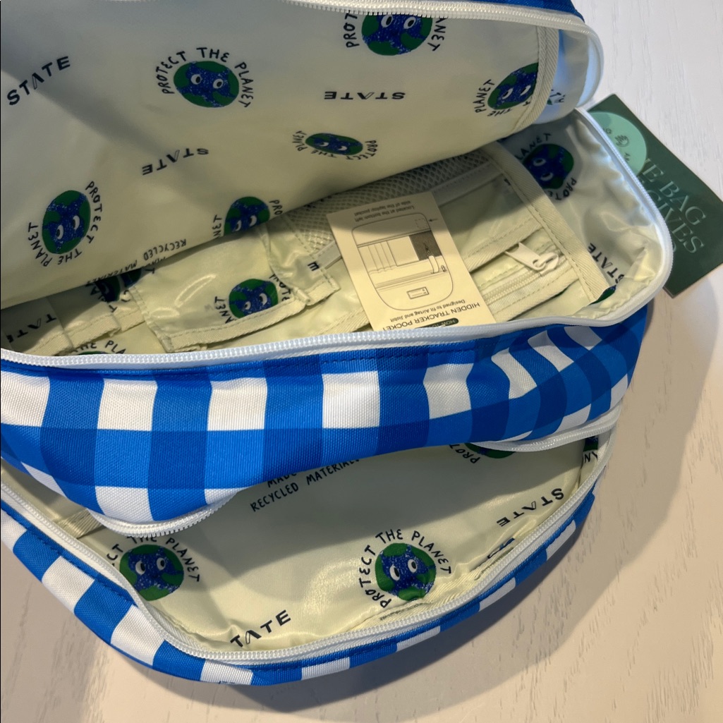 State Blue And White Gingham Kids Backpack — image 6 of 6